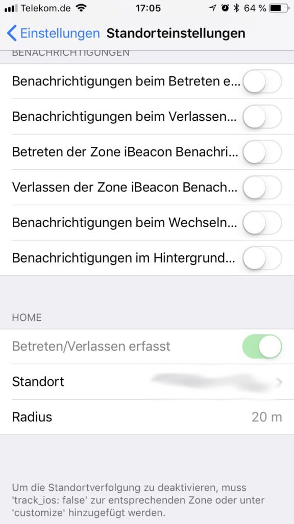 Home Assistant Companion App Standort Update Benachrichtigung copy