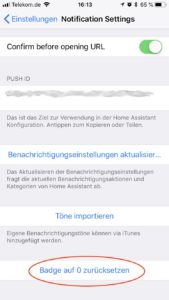 Home Assistant iOS Push Notification Push ID