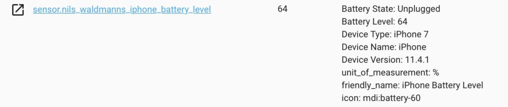 Home Assistant iPhone Batterie Informationen via App