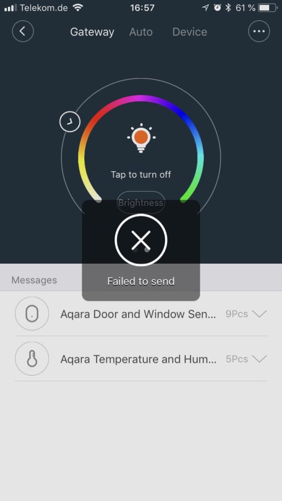 Xiaomi Mi Home App - Aqara Gateway V3 - Device View