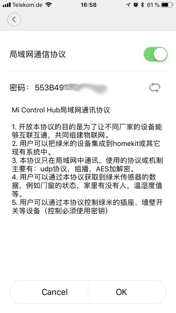 Xiaomi Mi Home App - Aqara Gateway V3 - Lokalen IP-Zugriff aktivieren