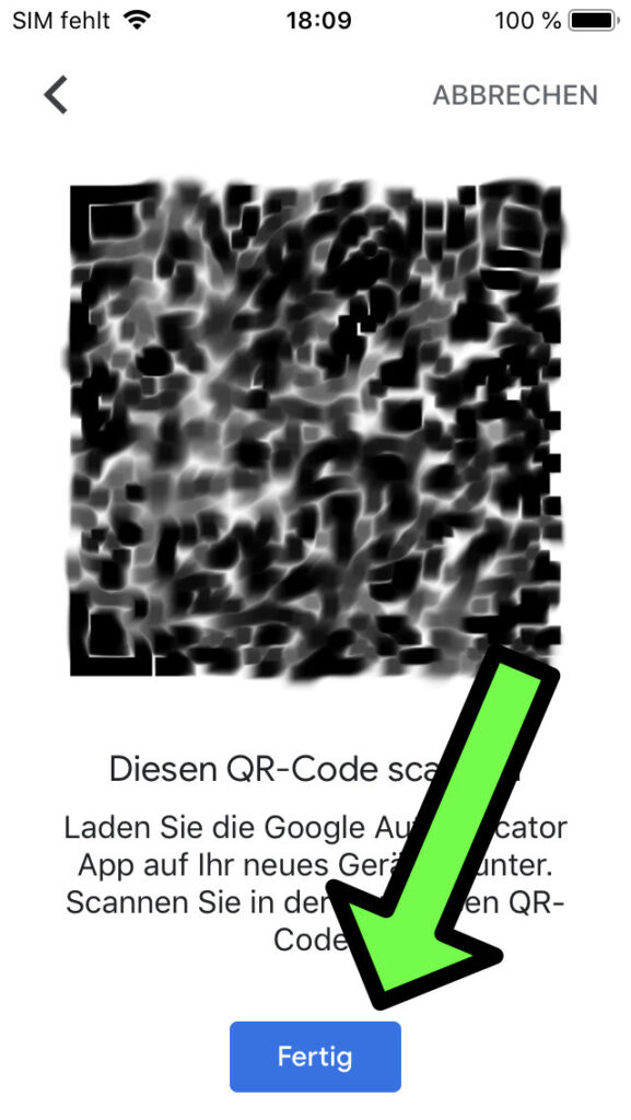 Export QR-Code sichern (Screenshot oder Foto)